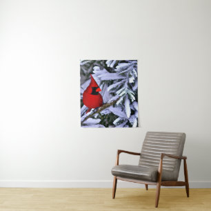 Winterroter Kardinal Wandteppich