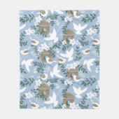 Winterruhe gemütliche Decke in hellblau, mit Vögel (Vorderseite)