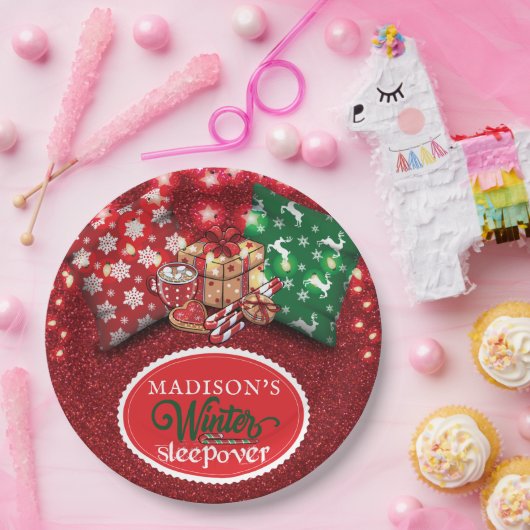 Winterruhe Personalisierter Glitzer Pappteller (Party)