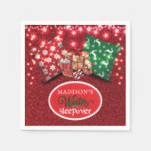 Winterruhe Personalisierter Glitzer Serviette (Vorderseite)