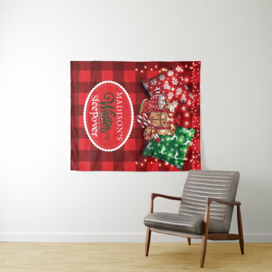 Winterruhesleepover Party Personalisiert Wandteppich (Beispiel (Horizontal))