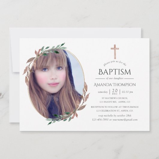 Winterrustikale Grüntaufe oder Weihnachten Einladung (Vorderseite)