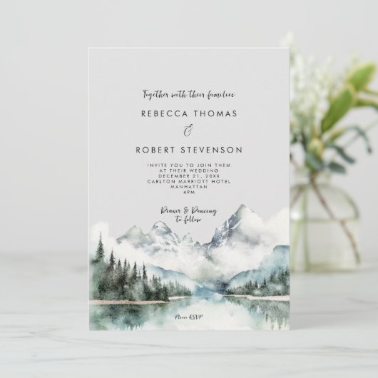 Winterrustikale Hochzeit Einladung (Stehend Vorderseite)