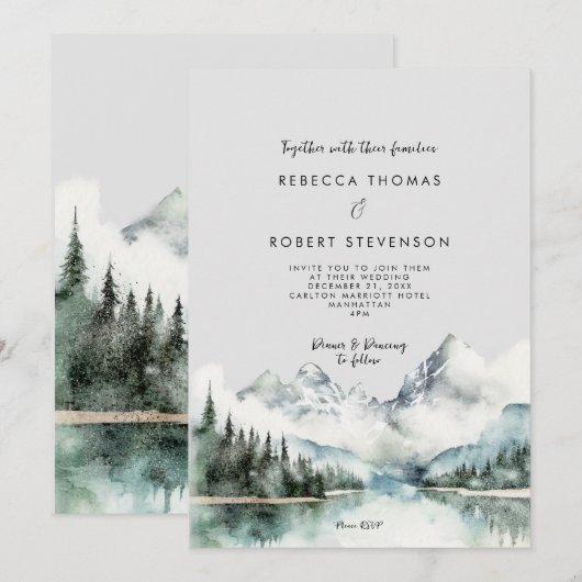 Winterrustikale Hochzeit Einladung (Vorne/Hinten)