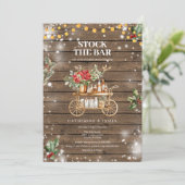 Winterrustikale Holzbalken beleuchten die Bar Einladung (Stehend Vorderseite)