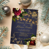 Winterrustikale Lichter blumenburgundische Hochzei Einladung