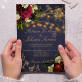 Winterrustikale Lichter blumenburgundische Hochzei Einladung