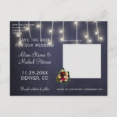 Winterrustikale Lichter Hochzeitsfest Foto Save th Ankündigungspostkarte (Rückseite)