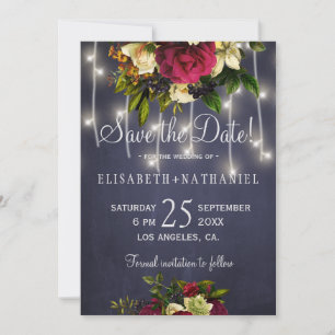 Winterrustikale Lichter marinieren bordeauxrote Fo Save The Date