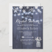 Winterrustikale Saitenlichter Schneefeuer Brautpar Einladung (Vorderseite)