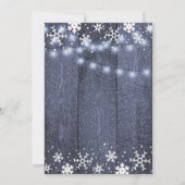 Winterrustikale Saitenlichter schneit Brautparty Einladung (Rückseite)