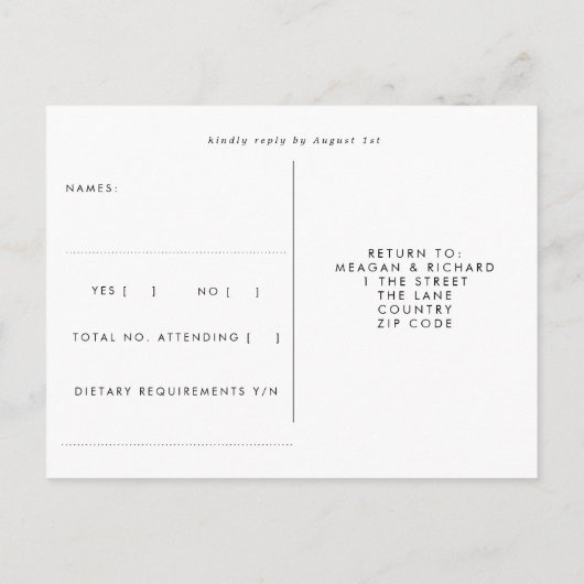 Winterrustikale Waldsee Hochzeit Rsvp Postkarte (Rückseite)