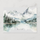Winterrustikale Waldsee Hochzeit Rsvp Postkarte (Vorderseite)
