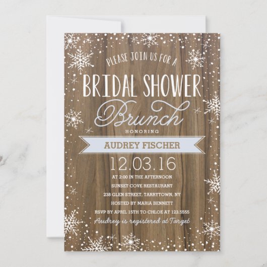 Winterrustikales Brautparty Einladung (Vorderseite)