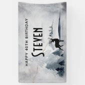 Winterrutsche Rustikales graues Wasser Geburtstag Banner (Vertikal)