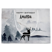 Winterrutsche Rustikales graues Wasser Geburtstag Große Geschenktüte (Vorderseite)