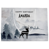 Winterrutsche Rustikales graues Wasser Geburtstag Große Geschenktüte (Rückseite)