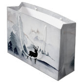 Winterrutsche Rustikales graues Wasser Große Geschenktüte (Rückseite Schrägansicht)