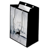 Winterrutsche Rustikales graues Wasser Mittlere Geschenktüte (Rückseite Schrägansicht)