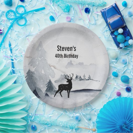 Winterrutsche Rustikales graues Wasser Pappteller (Party)