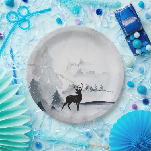 Winterrutsche Rustikales graues Wasser Pappteller (Party)