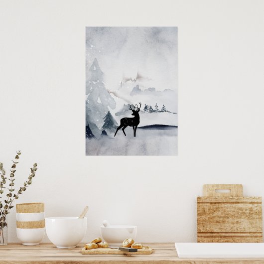 Winterrutsche Rustikales graues Wasser Poster (Küche)