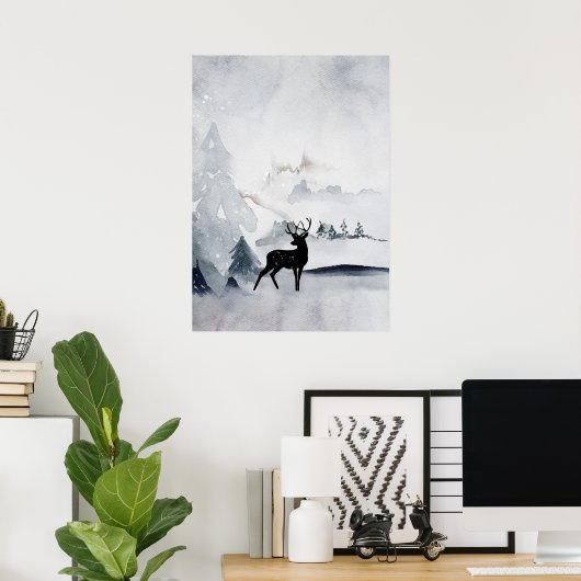 Winterrutsche Rustikales graues Wasser Poster (Heimbüro)