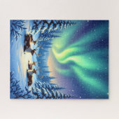 Winterrutsche unter den Nordlichtern Puzzle (Horizontal)