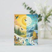 Winter's Chill to Spring's Happy Vernal Equinox Postkarte (Stehend Vorderseite)