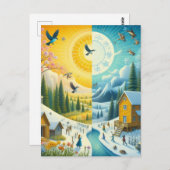 Winter's Chill to Spring's Happy Vernal Equinox Postkarte (Vorne/Hinten)