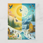 Winter's Chill to Spring's Happy Vernal Equinox Postkarte (Vorderseite)