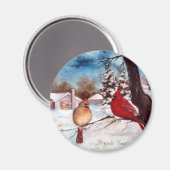 Winters Serenity Kardinal Magnet (Vorderseite/Rückseite)