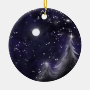 Winters Sternennacht - romantische Urlaubsszene Keramikornament