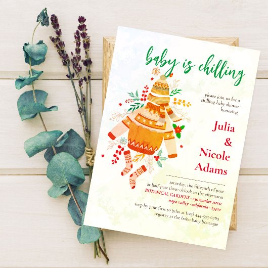 Winters Warme Kleidung Niedliche Babydusche Einladung