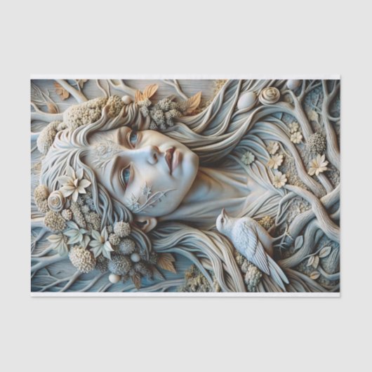 Winter's Whisper Ethereal Goddess Decoupage Seidenpapier (Vorderseite)
