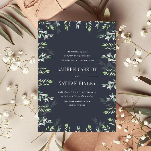 Wintersaison | Botanische Hochzeit von Marine und Einladung