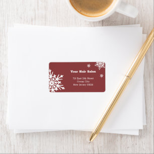 Wintersaison Burgundy White Snowflakes Rede Adressaufkleber