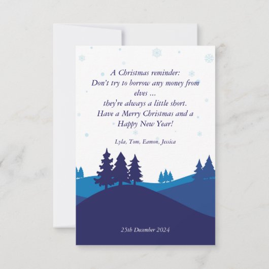 Wintersaison Design. Karte (Rückseite)