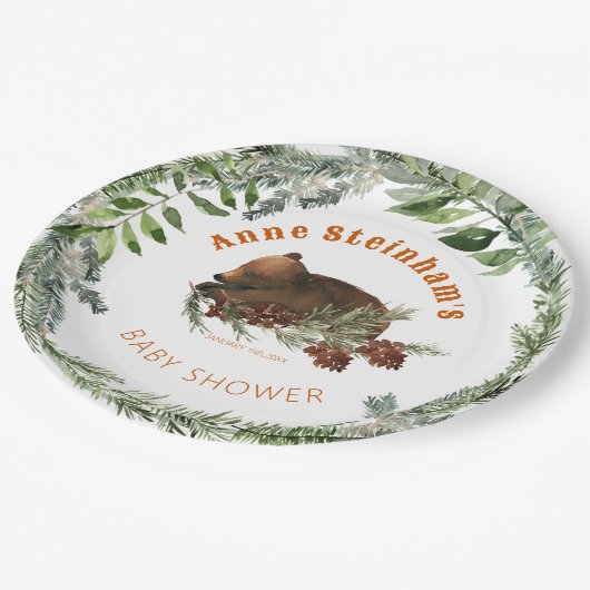 Wintersaison Einfache Baby Boy Dusche Pappteller (Schrägansicht)