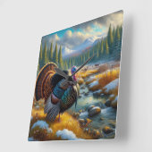 Wintersaison Erster Schnee Wilde Türkei Quadratische Wanduhr (Winkel)