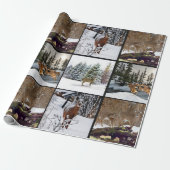 Wintersaison Hirsch Collage Wildlife Wrapping Pape Geschenkpapier (Ungerollt)