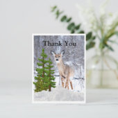 Wintersaison mit Hirsch und Schnee Danke Karte (Stehend Vorderseite)