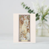 Wintersaison Mode Illustration Alphonse Mucha Postkarte (Stehend Vorderseite)