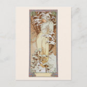 Wintersaison Mode Illustration Alphonse Mucha Postkarte (Vorderseite)