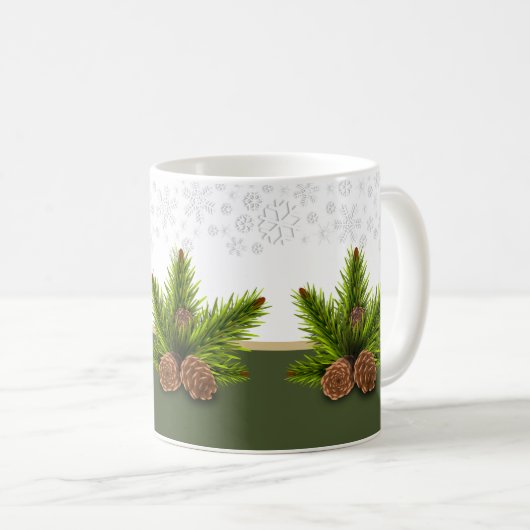 Wintersaison Pinecones und Schneeflocken Kaffeetasse (VorderseiteRechts)