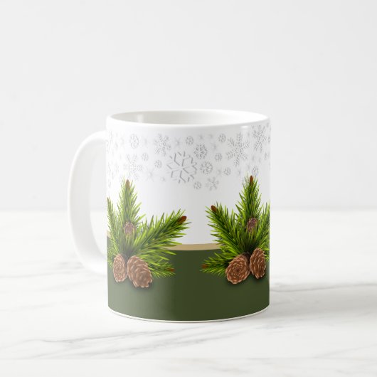 Wintersaison Pinecones und Schneeflocken Kaffeetasse (Vorderseite Links)
