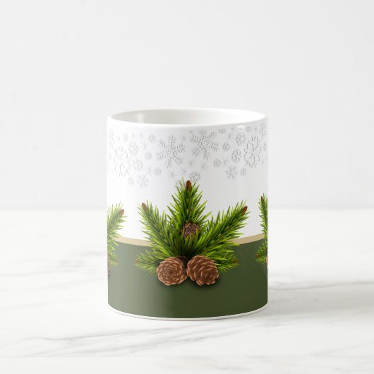 Wintersaison Pinecones und Schneeflocken Kaffeetasse (Mittel)