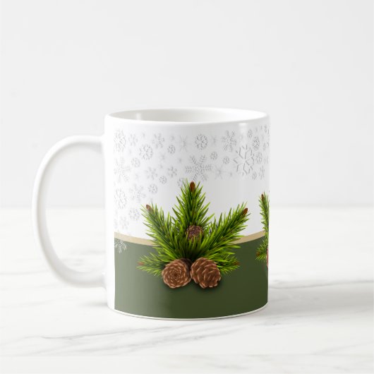 Wintersaison Pinecones und Schneeflocken Kaffeetasse (Links)