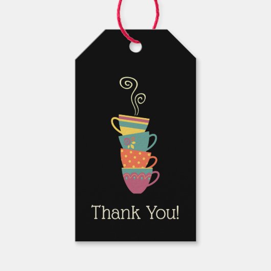 Wintersaison Tee Party Dank gestapelte Tasse Geschenkanhänger (Vorderseite)