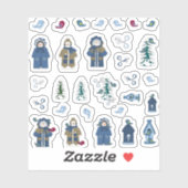 Wintersaisonale Vinyl-Aufkleber (3" x 3") Sammlung Aufkleber (Blatt)